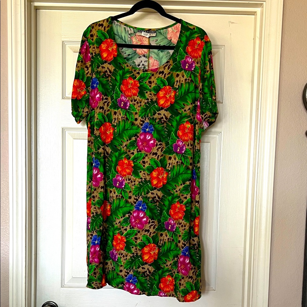 2x notations clothing company Floral & leopard/cheetah Green summer Dress